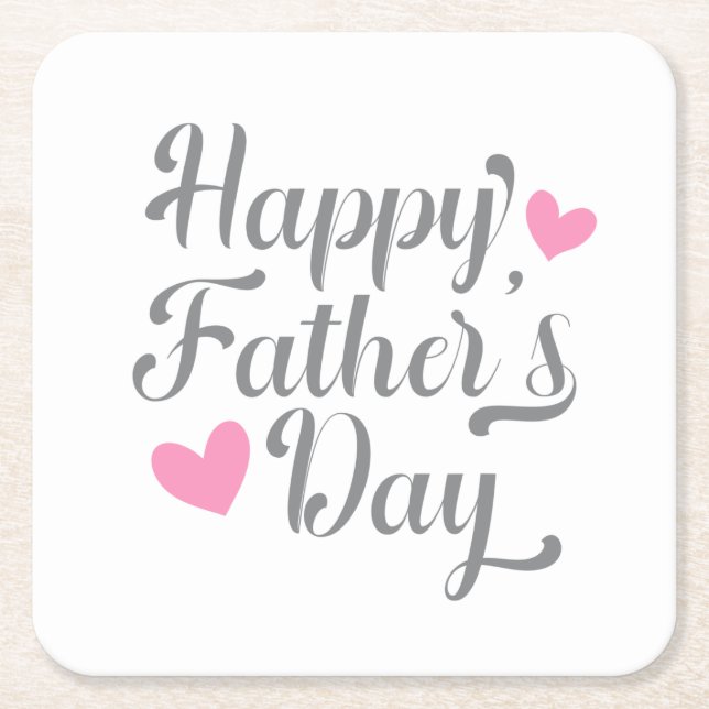 Dessous-de-verre Carré En Papier Calligraphie simple de Fête des pères heureuse | D (Devant)