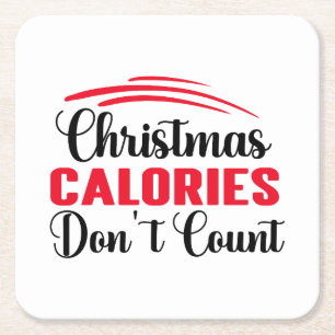 Dessous-de-verre Carré En Papier Calories de Noël ne comptent pas Citation de cuisi
