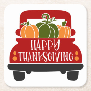Dessous-de-verre Carré En Papier Camion Thanksgiving