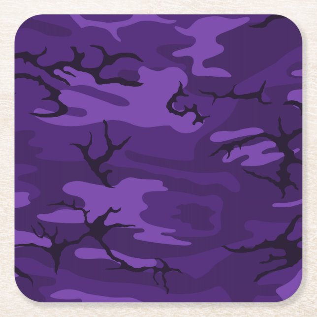 Dessous-de-verre Carré En Papier Camo violet foncé (Devant)