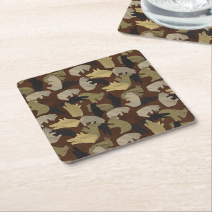 Dessous-de-verre Carré En Papier Camouflage animal Silhouette Brown