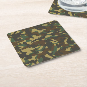 Dessous-de-verre Carré En Papier Camouflage de forêt