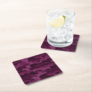 Dessous-de-verre Carré En Papier Camouflage Monocolore Pourpre Tyrien