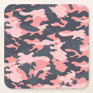 Dessous-de-verre Carré En Papier Camouflage rose : Motif Vintage classique