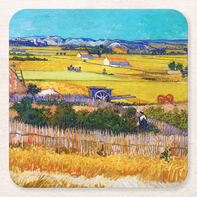 Dessous-de-verre Carré En Papier Campagne d'automne, Van Gogh (Devant)