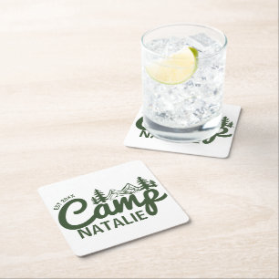 Dessous-de-verre Carré En Papier Camping personnalisé Bachelorette Party Bridesmait