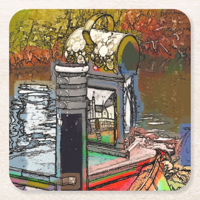 DESSOUS-DE-VERRE CARRÉ EN PAPIER CANAUX (Devant)