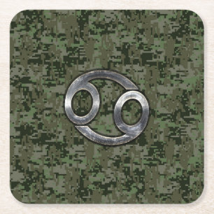 Dessous-de-verre Carré En Papier Cancer Zodiac Connexion Olive Green Camion numériq