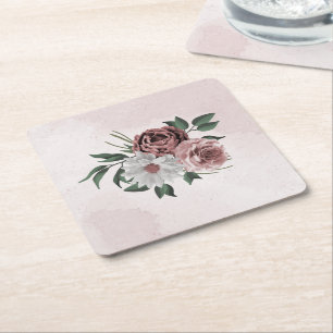Dessous-de-verre Carré En Papier cannelle rose rose blanc floral