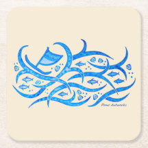 Canoë hawaïen de pétroglyphe aux dessous de verre