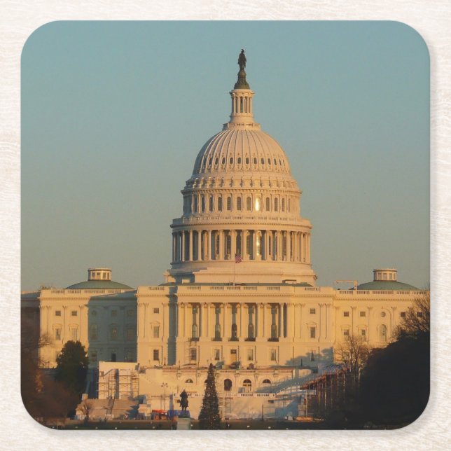 Dessous-de-verre Carré En Papier Capitol à Noël Washington DC Holiday (Devant)