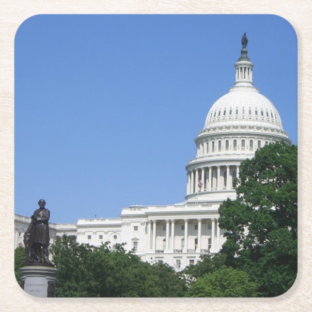 Dessous-de-verre Carré En Papier Capitol Building à Washington DC (Devant)
