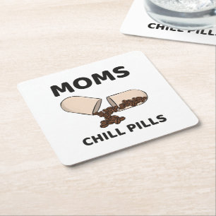 Dessous-de-verre Carré En Papier Capsule de grains de café Moms Chill Pills