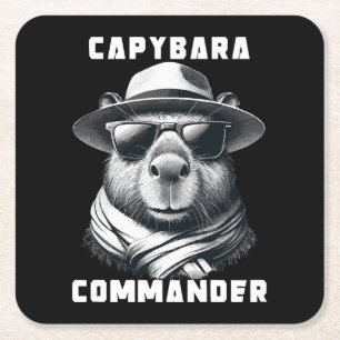 Dessous-de-verre Carré En Papier Capybara avec lunettes de soleil Capy Commander