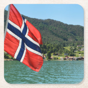 Dessous-de-verre Carré En Papier Car-ferry dans des dessous de verre de la Norvège