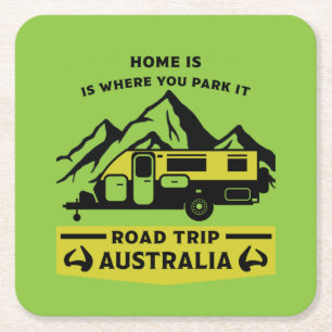 Dessous-de-verre Carré En Papier Caravane australienne été
