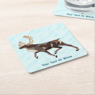 Dessous-de-verre Carré En Papier Caribou/Renne d'art populaire