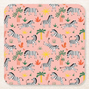 Dessous-de-verre Carré En Papier Caricature Zebras Funny Motif sans couture