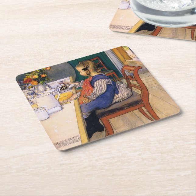 Dessous-de-verre Carré En Papier Carl Larsson A Late Risques Miserable Breakfast (Incliné)