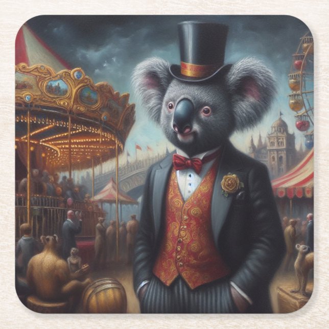 Dessous-de-verre Carré En Papier Carnaval de Koala (Devant)