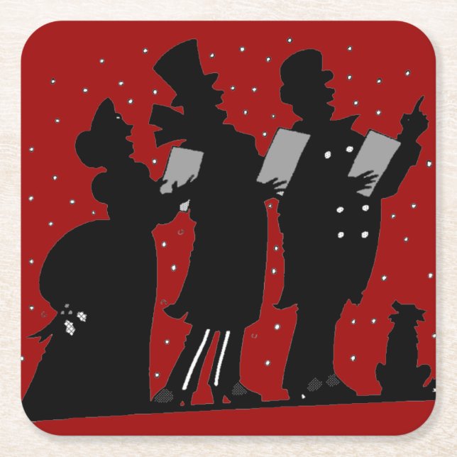 Dessous-de-verre Carré En Papier Carolers in Silhouette Christmas (Devant)