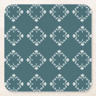 Dessous-de-verre Carré En Papier Carreau de décoration florale sarcelle