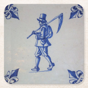 Dessous-de-verre Carré En Papier Carreaux bleus Delft - Modèle