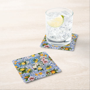 Dessous-de-verre Carré En Papier Carreaux Bleus Motif Méditerranéen 
