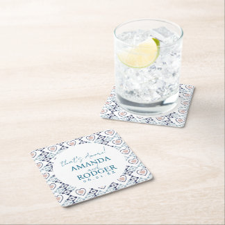 Dessous-de-verre Carré En Papier Carreaux et cœurs italiens That's Amore