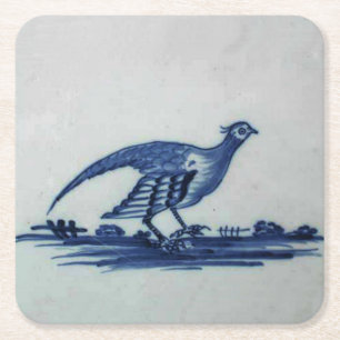 Dessous-de-verre Carré En Papier Carrelage Bleu Delft antique - Grouse dans l'Herbe