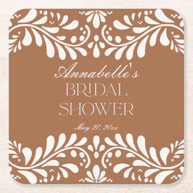 Dessous-de-verre Carré En Papier Carrelage Clay Talavera Fête de Mariage Thématique (Devant)