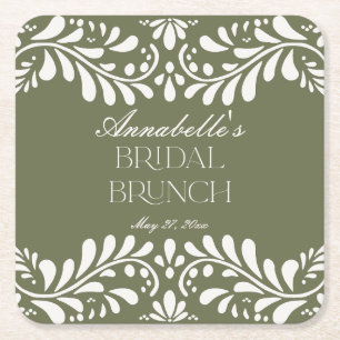 Dessous-de-verre Carré En Papier Carrelage de Talavera vert Fiesta espagnole Brunch