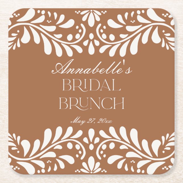 Dessous-de-verre Carré En Papier Carrelage en terre cuite Talavera Fiesta espagnole (Devant)