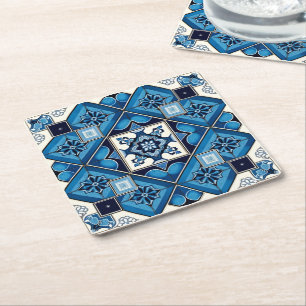 Dessous-de-verre Carré En Papier Carrelage méditerranéen, Portugais, Azulejo, Majol