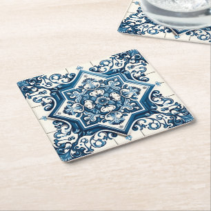Dessous-de-verre Carré En Papier Carrelage méditerranéen, Portugais, Azulejo, Majol