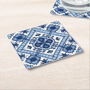 Dessous-de-verre Carré En Papier Carrelage méditerranéen, Portugais, Azulejo, Majol