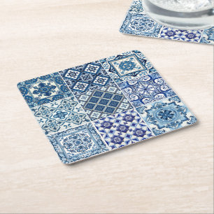 Dessous-de-verre Carré En Papier Carrelage méditerranéen, Portugais, Azulejo, Majol