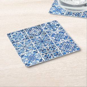 Dessous-de-verre Carré En Papier Carrelage méditerranéen, Portugais, Azulejo, Majol