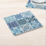 Dessous-de-verre Carré En Papier Carrelage méditerranéen, Portugais, Azulejo, Majol<br><div class="desc">Motif élégante,  élégante et raffinée avec carrelage méditerranéen bleu et blanc. Un cadeau moderne et tendance,  parfait pour les amoureux de l'Azulejo dans votre vie.</div>
