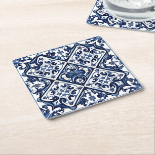 Dessous-de-verre Carré En Papier Carrelage méditerranéen, Portugais, Azulejo, Majol