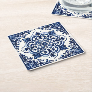 Dessous-de-verre Carré En Papier Carrelage méditerranéen, Portugais, Azulejo, Majol