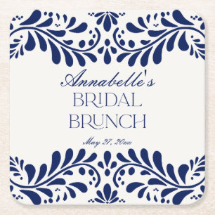 Dessous-de-verre Carré En Papier Carrelage Talavera bleu Espagne Fiesta Bridal Brun