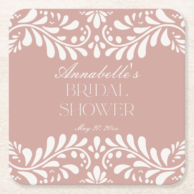 Dessous-de-verre Carré En Papier Carrelage Talavera rose Espagne Fête des mariées F (Devant)