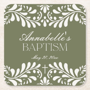 Dessous-de-verre Carré En Papier Carrelage Talavera Vert Espagne Fiesta Baptême