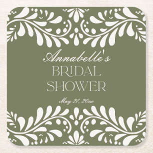 Dessous-de-verre Carré En Papier Carrelage Talavera Vert Fête des mariées Fiesta es