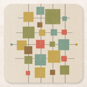 Dessous-de-verre Carré En Papier Carrés géométriques MCM - Porte Magnet de cartes p