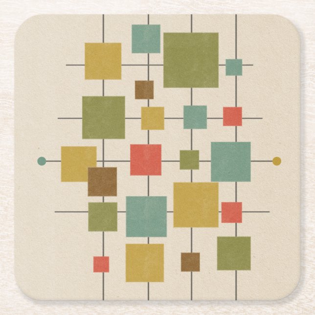Dessous-de-verre Carré En Papier Carrés géométriques MCM - Porte magnétique multi c (Devant)
