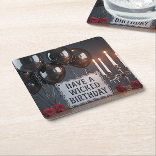 Dessous-de-verre Carré En Papier Carte d'anniversaire gothique : 'Joyeux anniversai