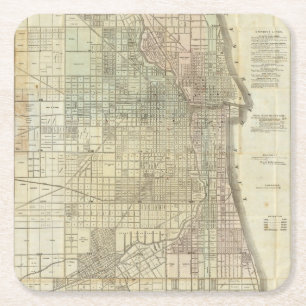 Dessous-de-verre Carré En Papier Carte de Chicago
