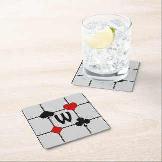 Dessous-de-verre Carré En Papier Carte de jeu Art Déco Convient v2 Monogrammé
